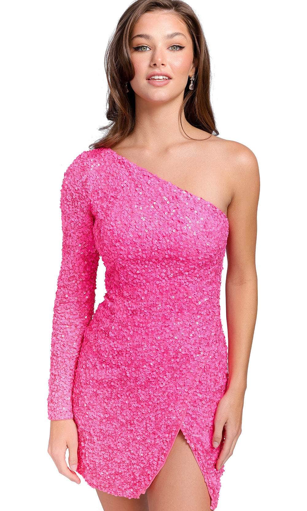 Primavera Couture 3860 - One Sleeved Sequin Cocktail Dress Special Occasion Dress
