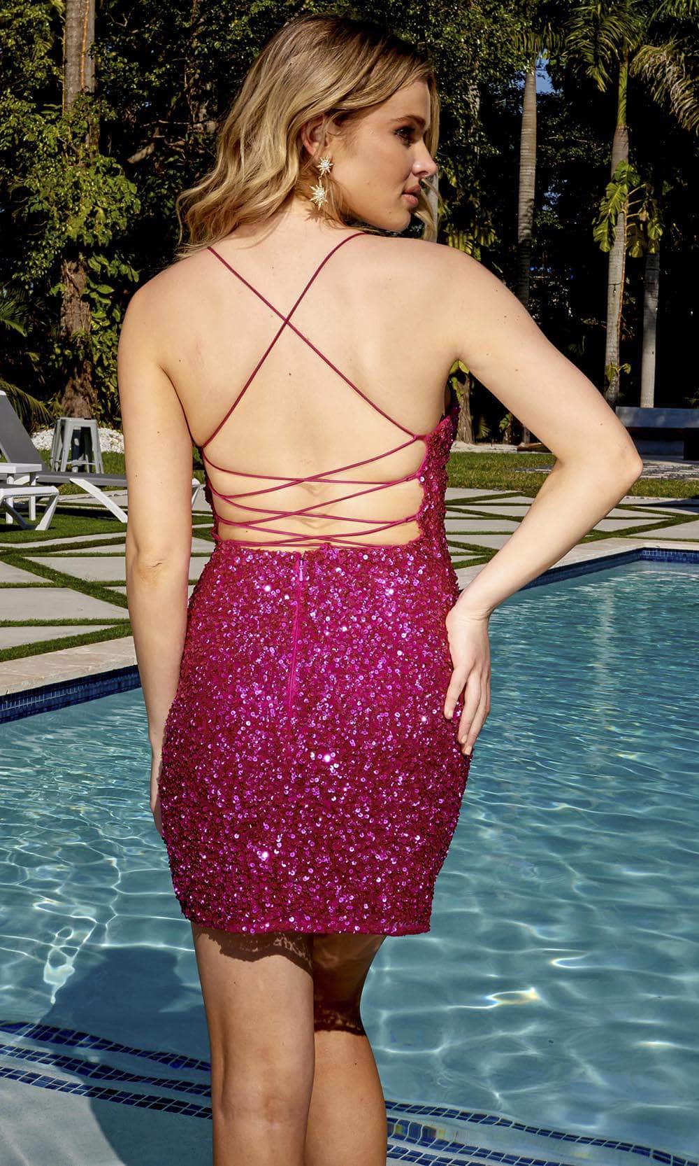 Primavera Couture 3896 - V-Neck Sequin Cocktail Dress Cocktail Dresses