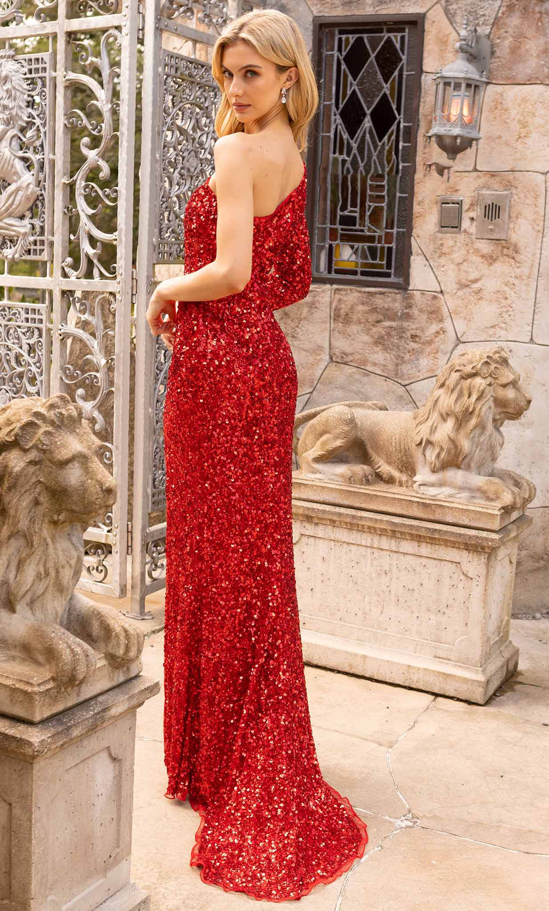 Primavera Couture 3942 - Asymmetric Sequin Prom Gown Special Occasion Dress