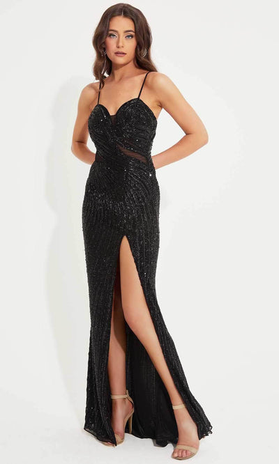 Primavera Couture 4296 - Sleeveless Cut-Out Detailed Prom Gown Special Occasion Dresses 000 /  Black