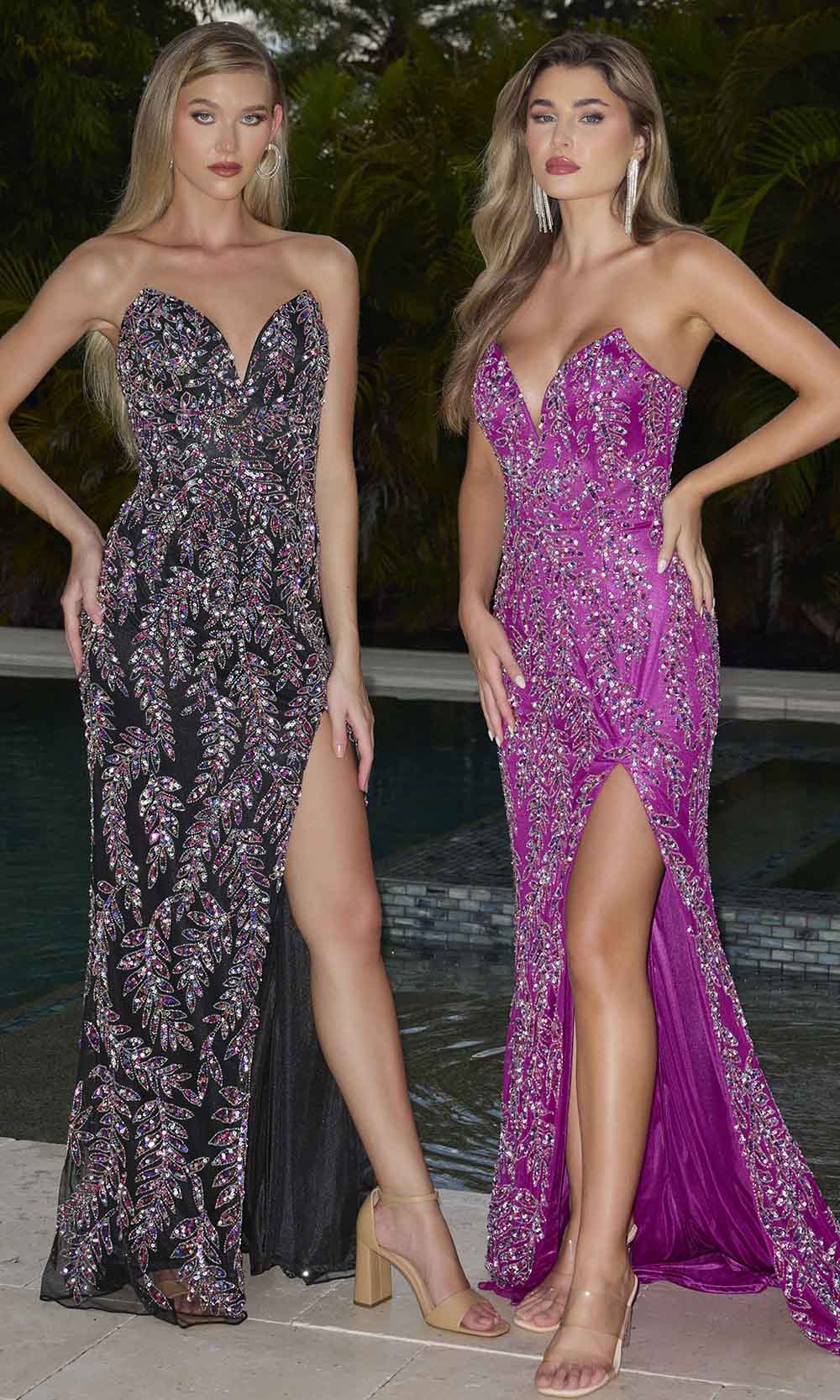 Primavera Couture 4314 - Deep V-Neck Sequin Prom Dress Prom Dresses