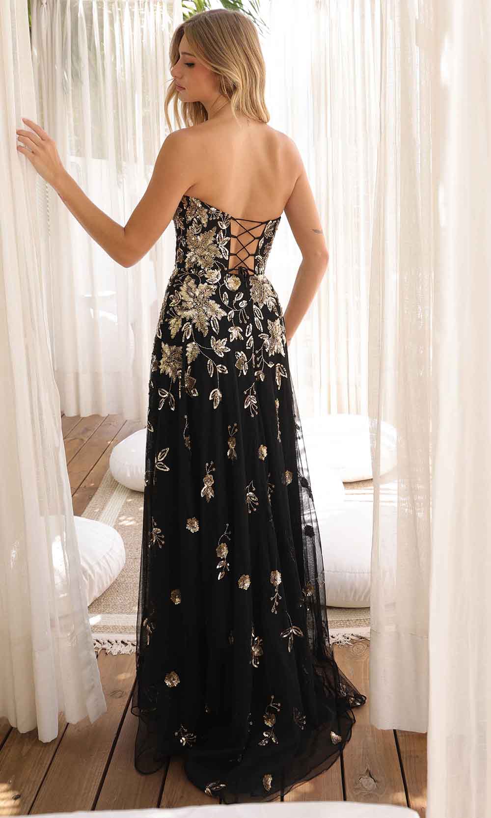 Primavera Couture 4361 - Long A-Line Dress - Strapless, Sequin, Beaded, High Slit, Open Lace-Up Back, Floor Length 10 / Orchid Primavera Couture 4361 - Long A-Line Dress - Strapless, Sequin, Beaded, High Slit, Open Lace-Up Back, Floor Length 10 / Orchid