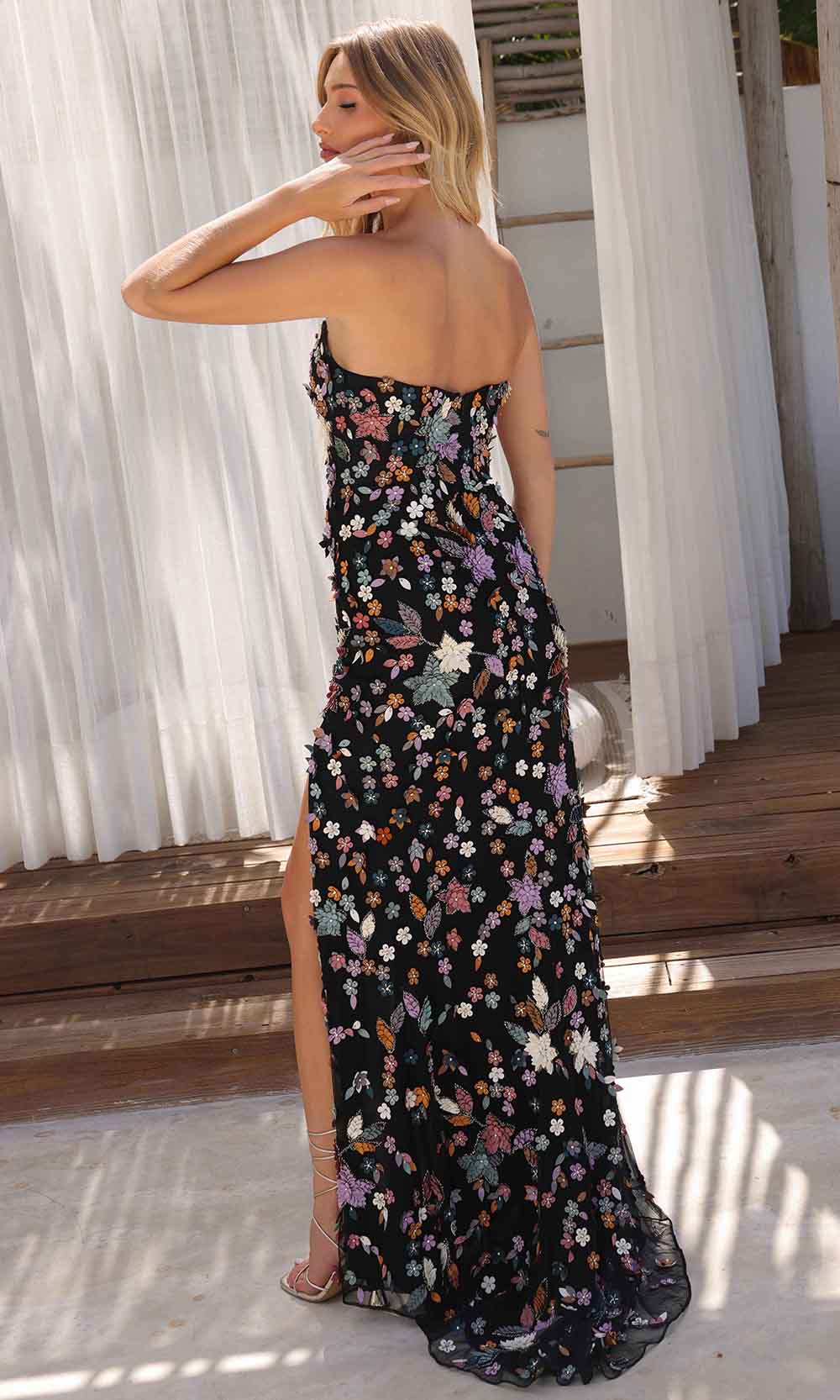 Primavera Couture 4375 - Strapless Floral Prom Gown Prom Dresses