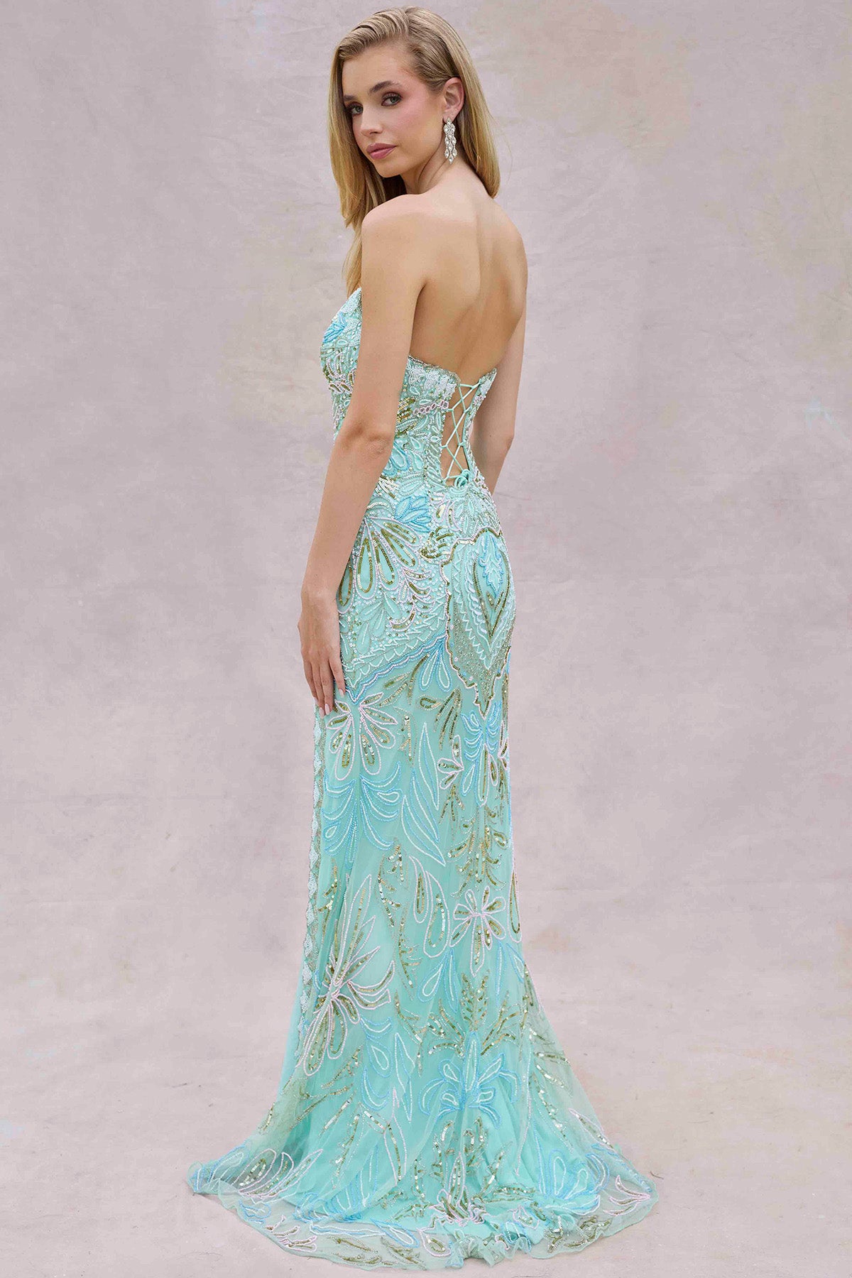 Primavera Couture 4382 - V-Neck Beaded Prom Dress