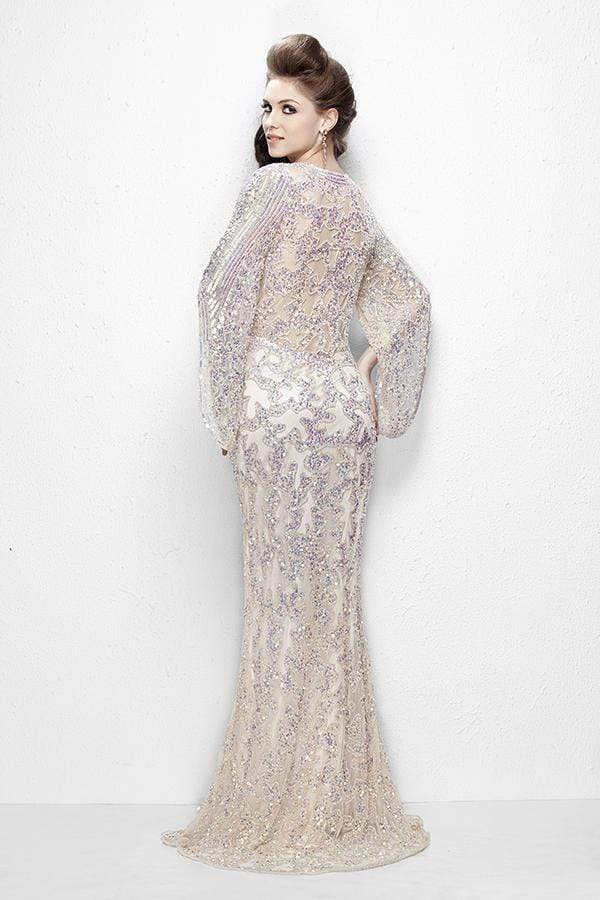 Primavera Couture - 9713 Sequined Flare Sleeve Illusion Sheath Gown Mother of the Bride Dresses