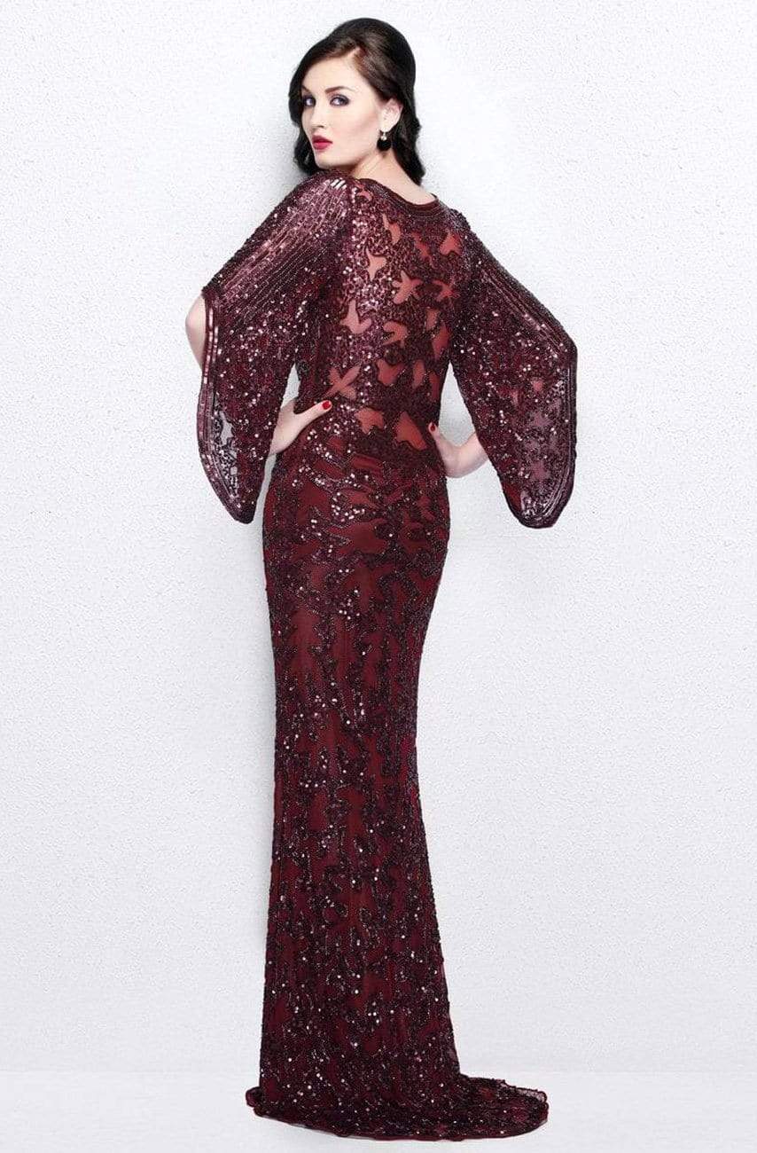 Primavera Couture - 9713 Sequined Flare Sleeve Illusion Sheath Gown Mother of the Bride Dresses