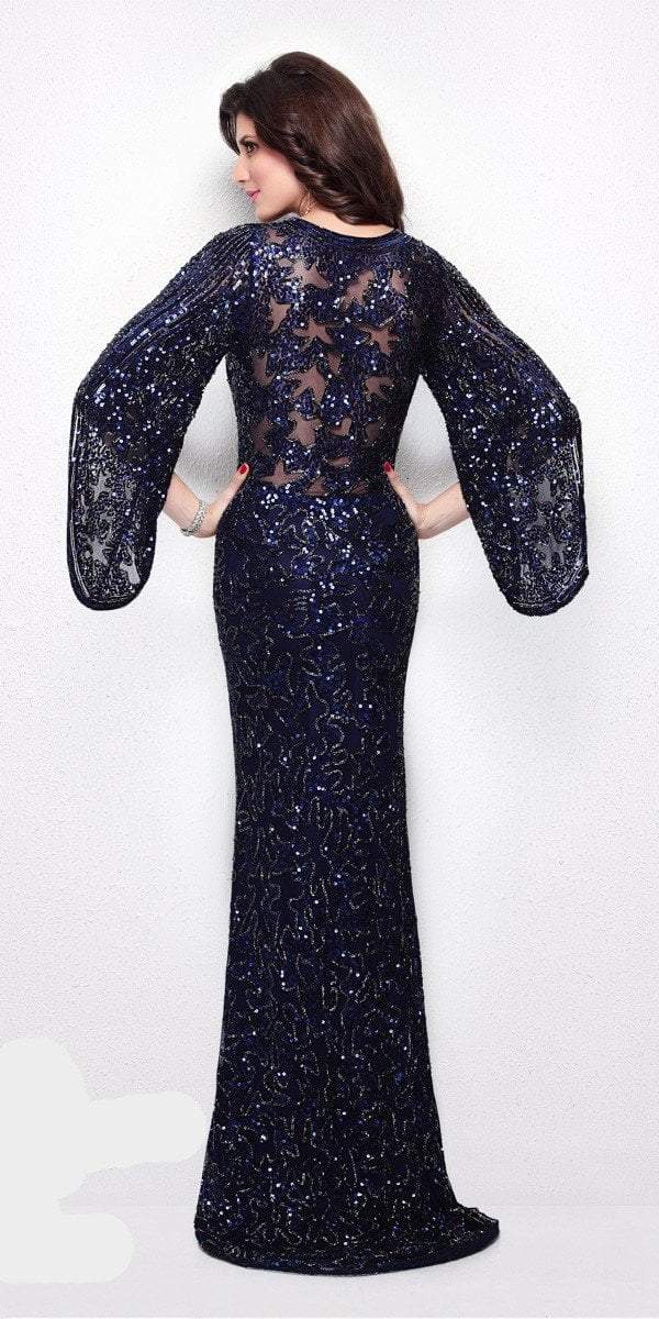 Primavera Couture - 9713 Sequined Flare Sleeve Illusion Sheath Gown Mother of the Bride Dresses