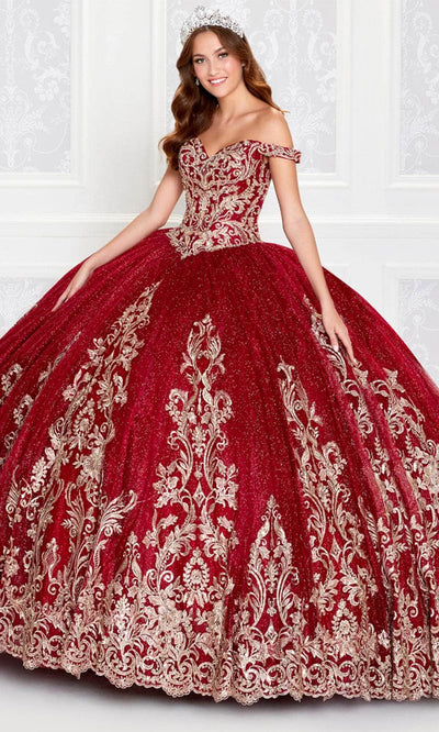 Princesa by Ariana Vara PR12264 - Ultra-Glamorous Quinceañera Ball Gown Quinceanera Dresses / 00  Wine/Gold