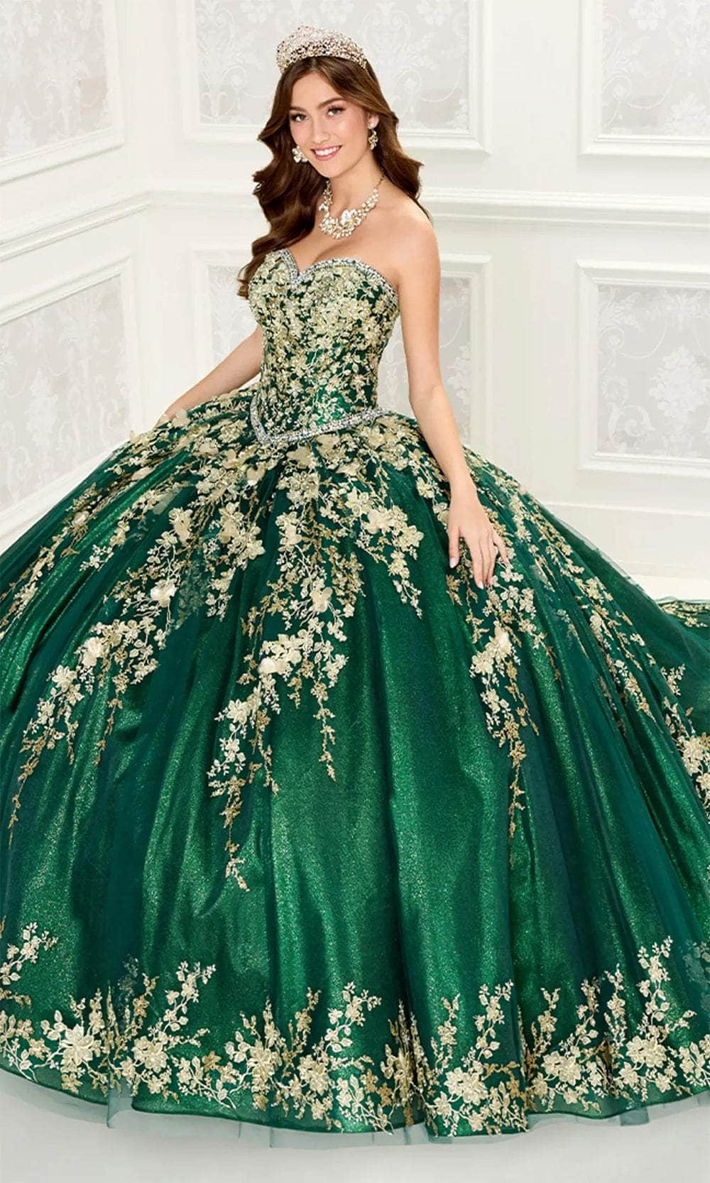 Princesa by Ariana Vara PR12265 - Cinderella-Inspired Quinceañera Gown Quinceanera Dresses / 00  Emerald