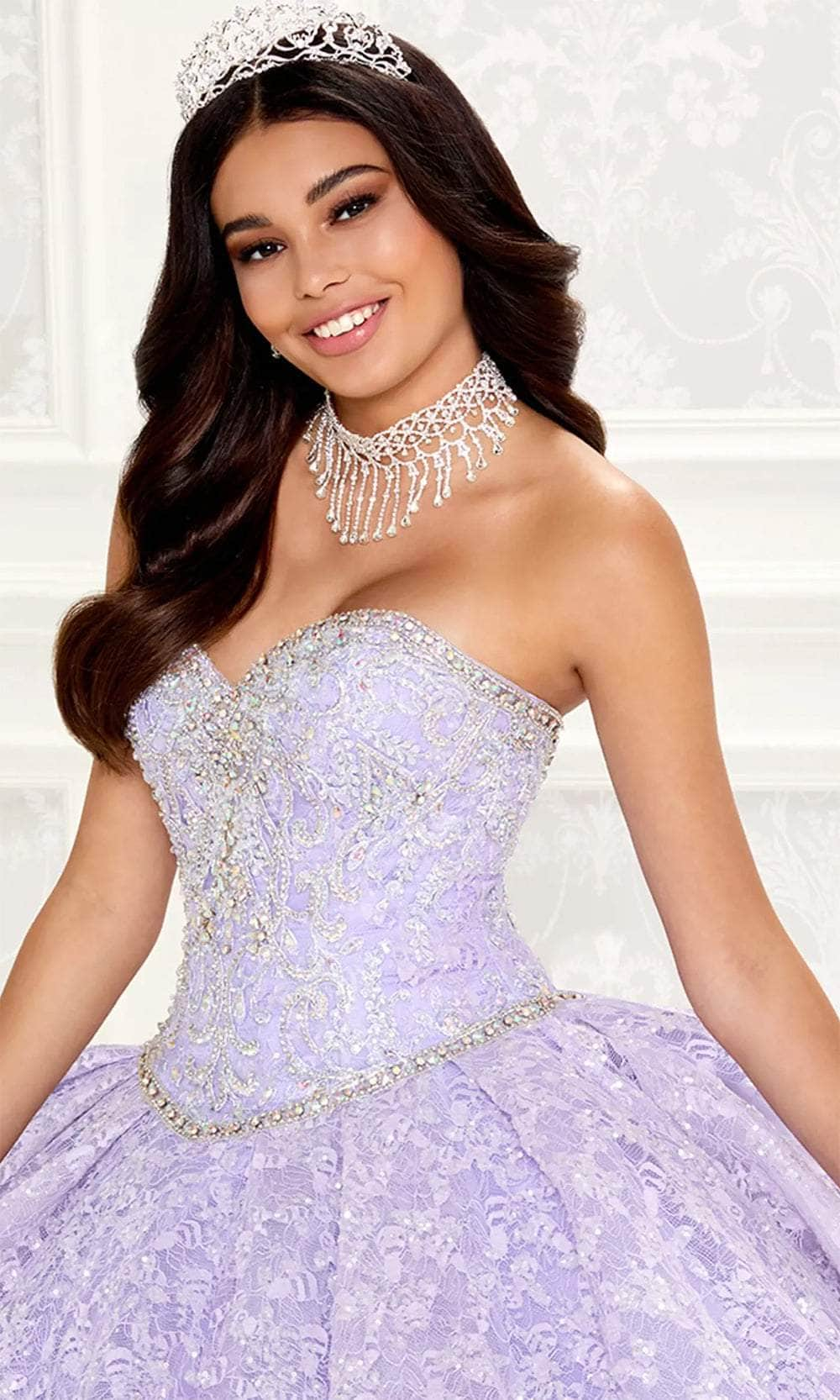 Princesa by Ariana Vara PR22022 - Strapless Lace Quinceañera Gown Quinceanera Dresses / 00  Lilac