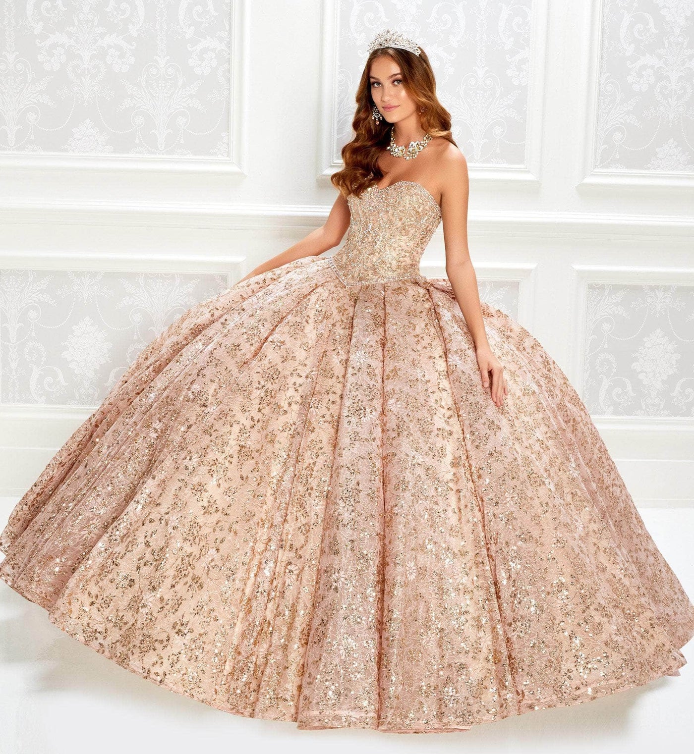 Princesa by Ariana Vara PR22022 - Strapless Lace Quinceañera Gown Quinceanera Dresses