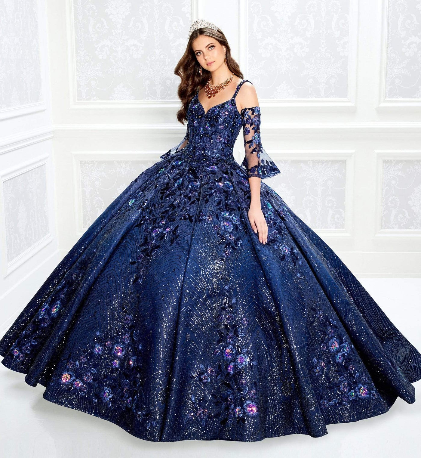 Princesa by Ariana Vara - PR22023 Beaded Sweetheart Gown Quinceanera Dresses 00 / Navy Blue