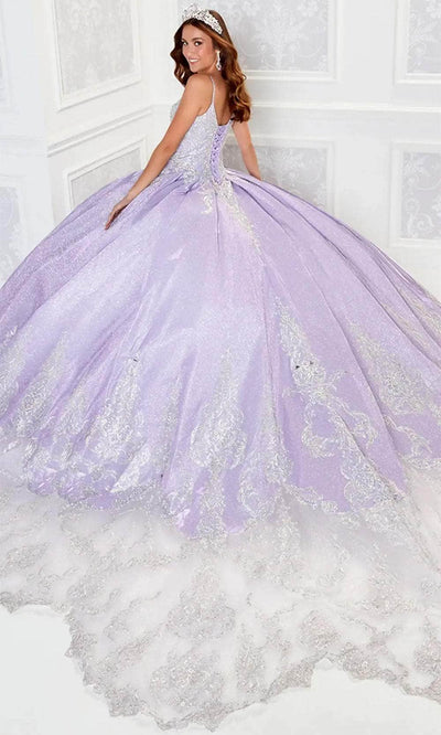 Princesa by Ariana Vara PR22141 - Glitter and Lace Ball Gown Quinceanera Dresses / 00  Lilac/Silver