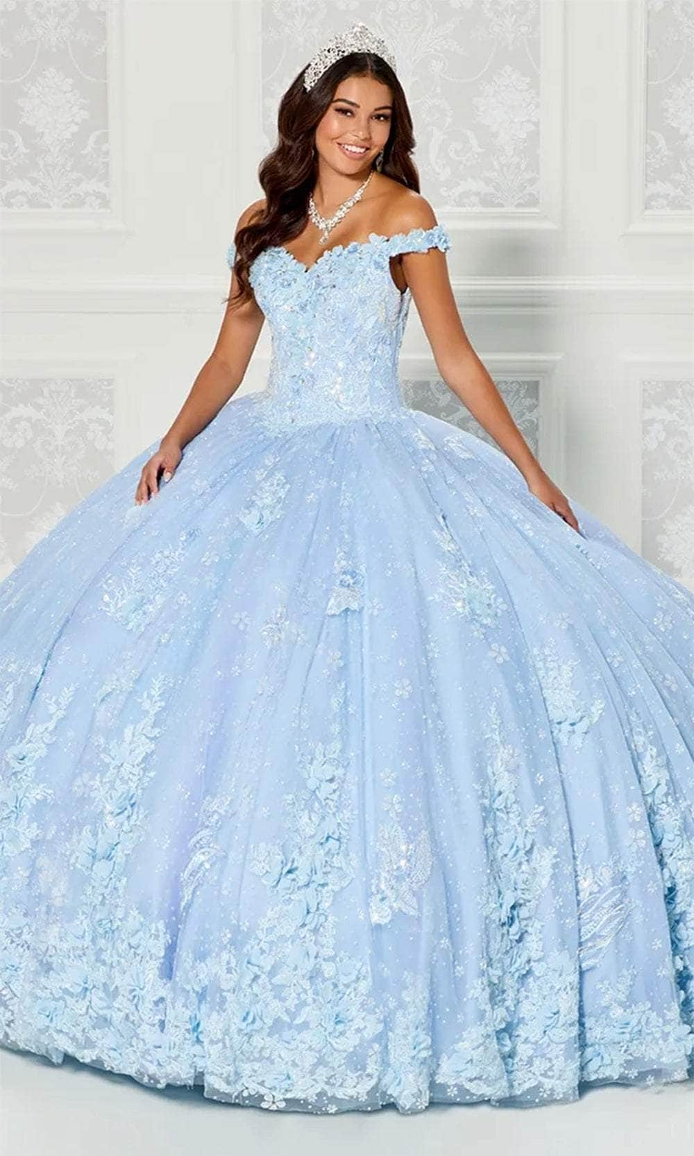 Princesa by Ariana Vara PR30111 - Off-Shoulder Quinceañera Ball Gown Quinceanera Dresses / 00  Periwinkle