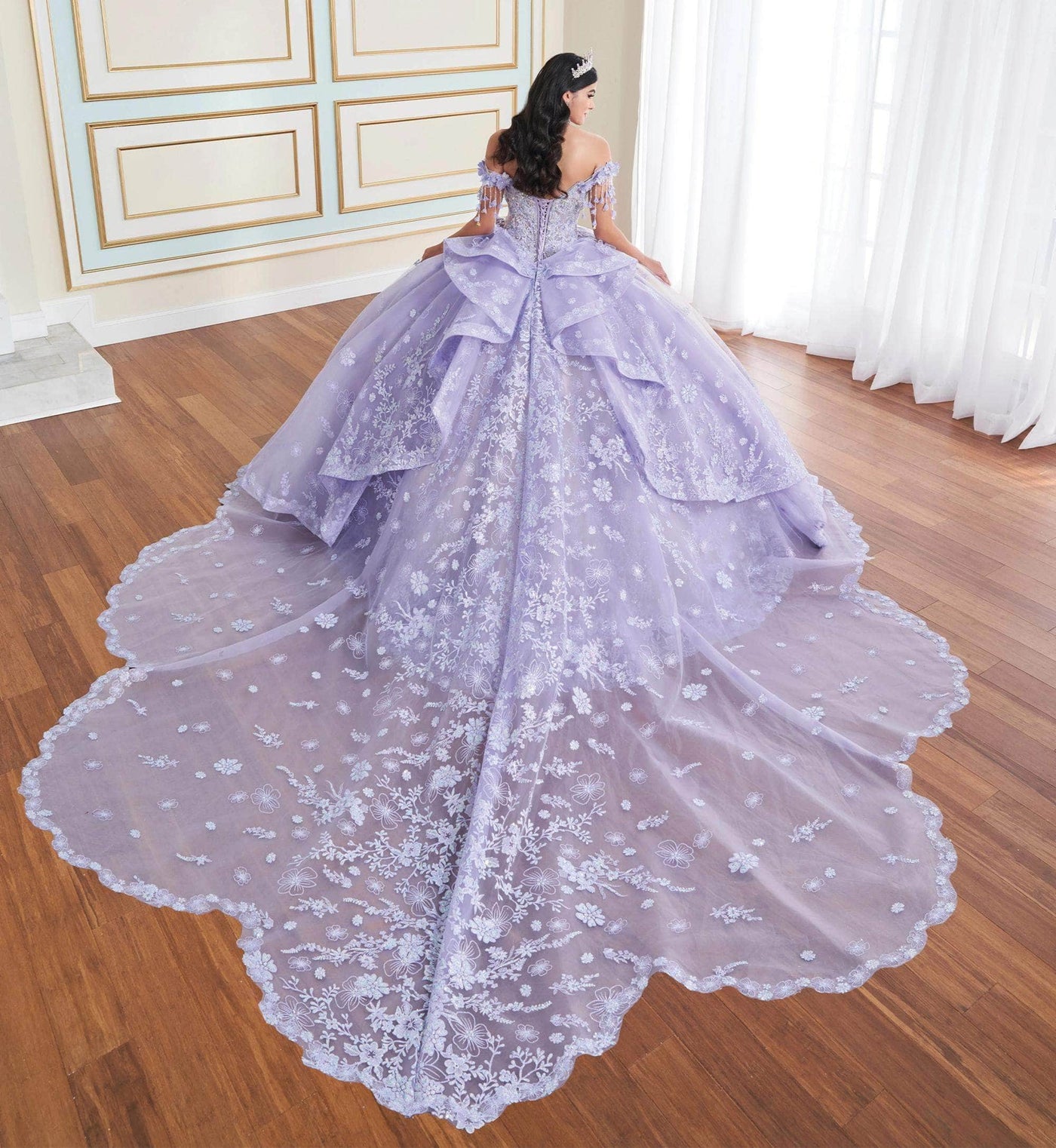 Princesa by Ariana Vara PR30172 - Off-Shoulder Floral Embellished Ball Gown Quinceanera Dresses