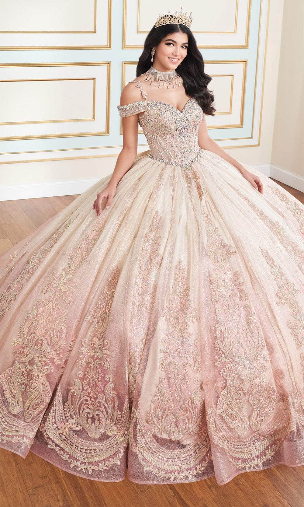 Princesa by Ariana Vara PR30173 - Long Glitter Tulle, Applique, Sequin, Stone Accents, Beading, Horsehair & Lining Ballgown Dress