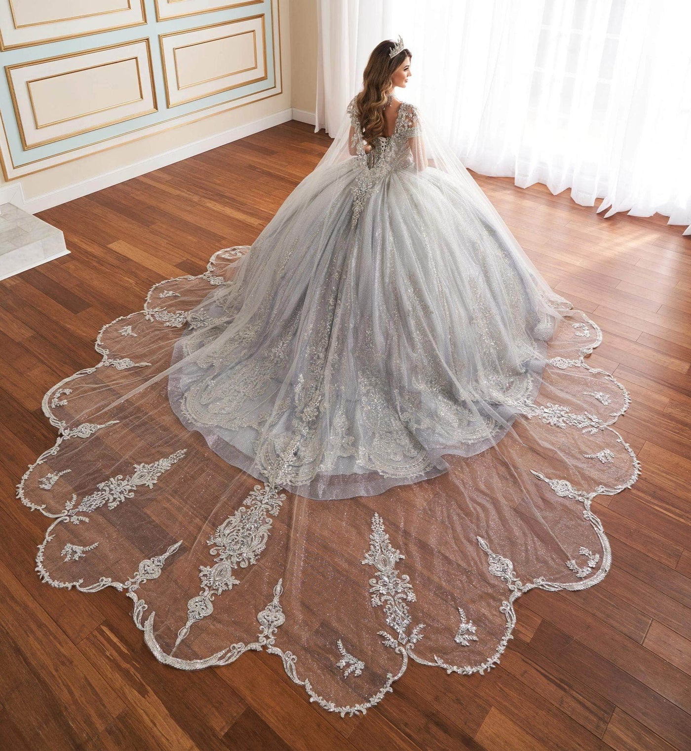 Princesa by Ariana Vara PR30173 - Glitter Tulle with Cathedral Train Quinceañera Gown Quinceanera Dresses