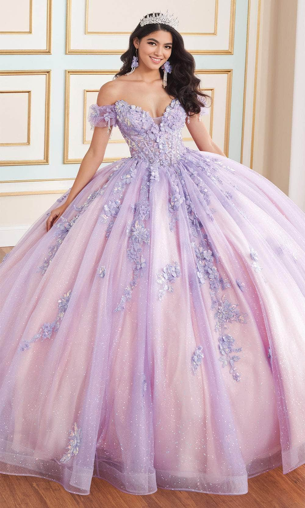 Princesa by Ariana Vara PR30174 - Floral Quinceañera Ball Gown Quinceanera Dresses / 00  Lavender/Rose