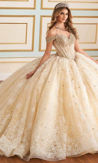 Princesa by Ariana Vara PR30177 - Embroidered with Capelet Lace Quinceañera Gown Quinceanera Dresses / 00  Iv/Champ