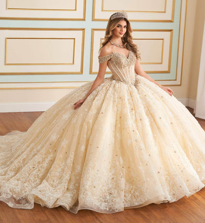 Princesa by Ariana Vara PR30177 - Embroidered with Capelet Lace Quinceañera Gown Quinceanera Dresses