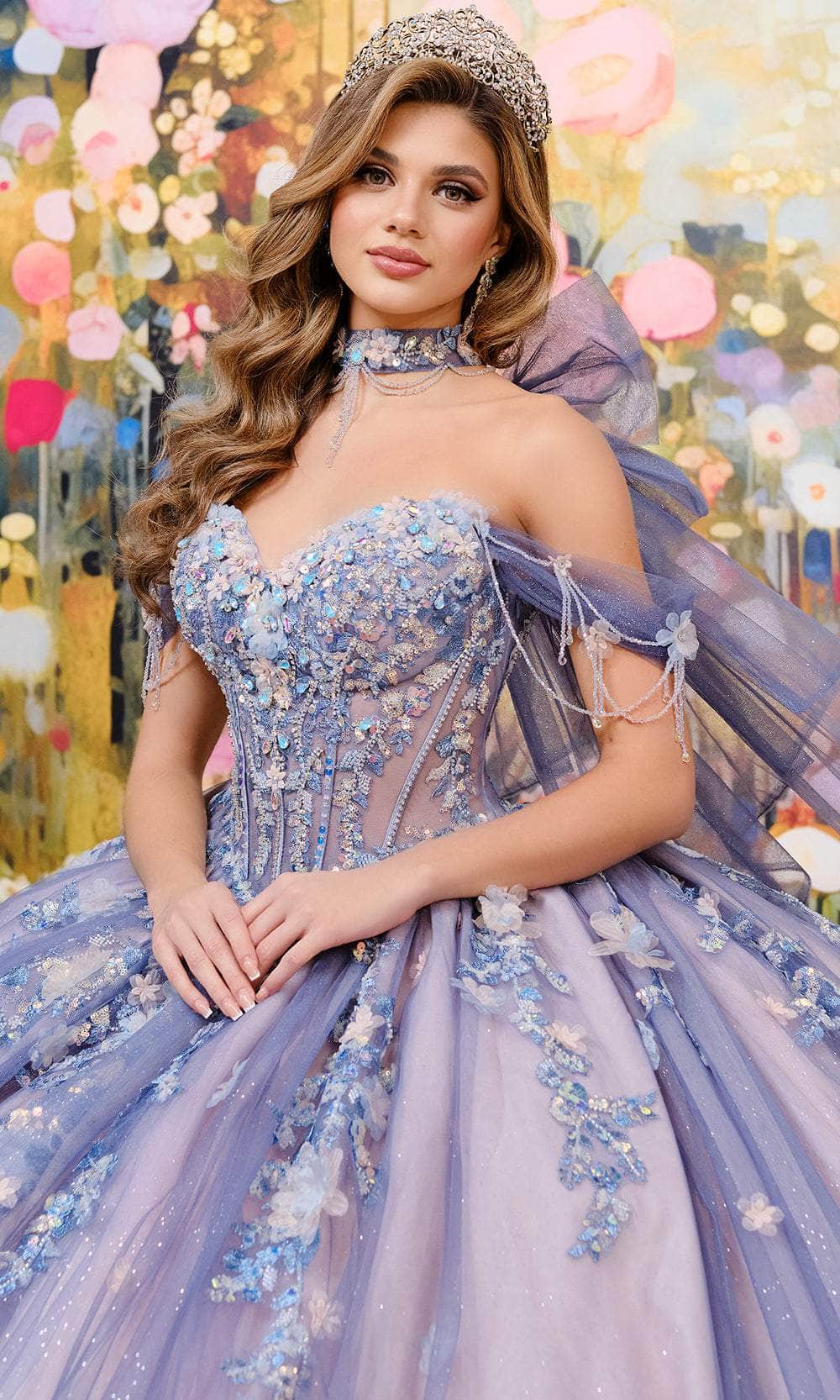Princesa by Ariana Vara PR30194 - 3D Floral Appliqued Quinceanera Gown Quinceanera Dresses