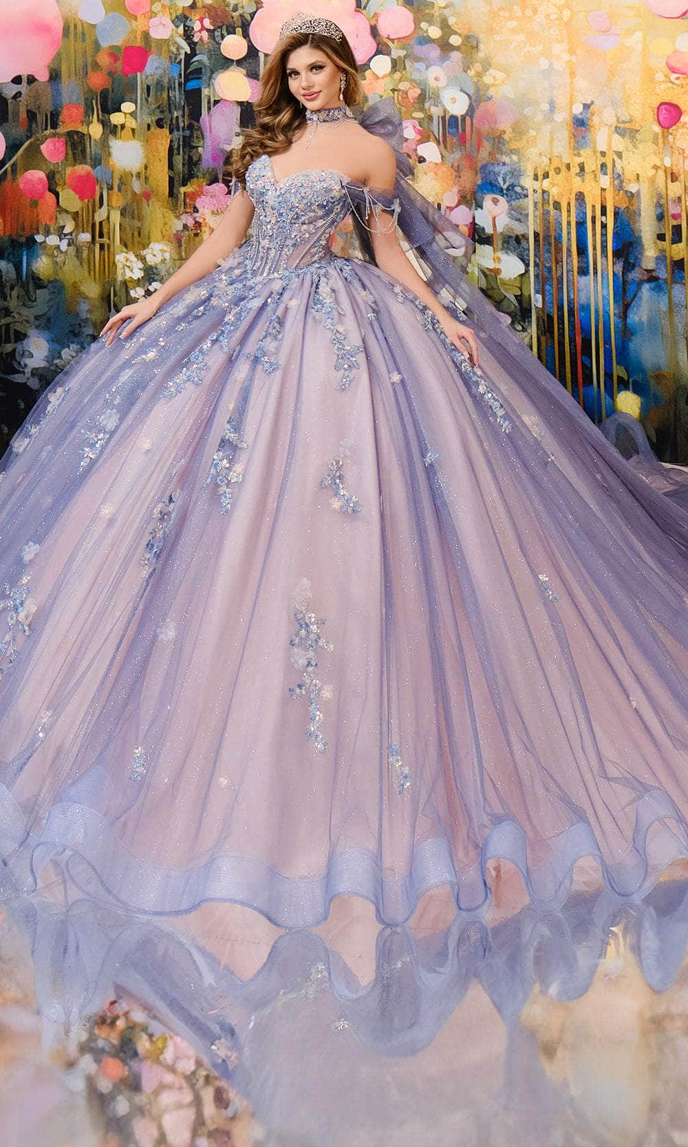 Princesa by Ariana Vara PR30194 - 3D Floral Appliqued Quinceanera Gown Quinceanera Dresses