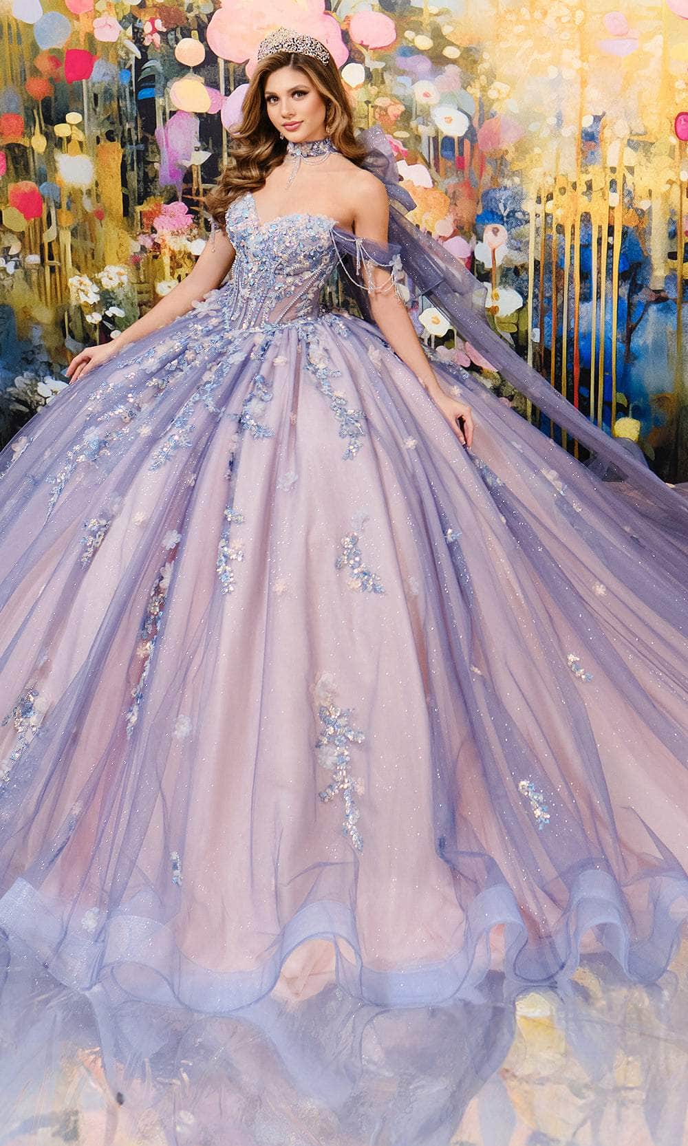 Princesa by Ariana Vara PR30194 - 3D Floral Appliqued Quinceanera Gown Quinceanera Dresses