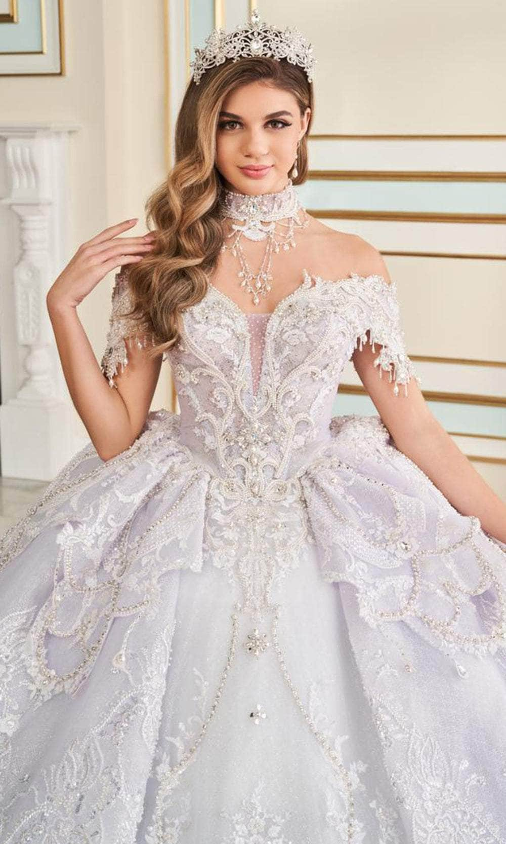 Princesa by Ariana Vara PR70101 - Off-Shoulder Glitter Tulle Ball Gown Quinceanera Dresses