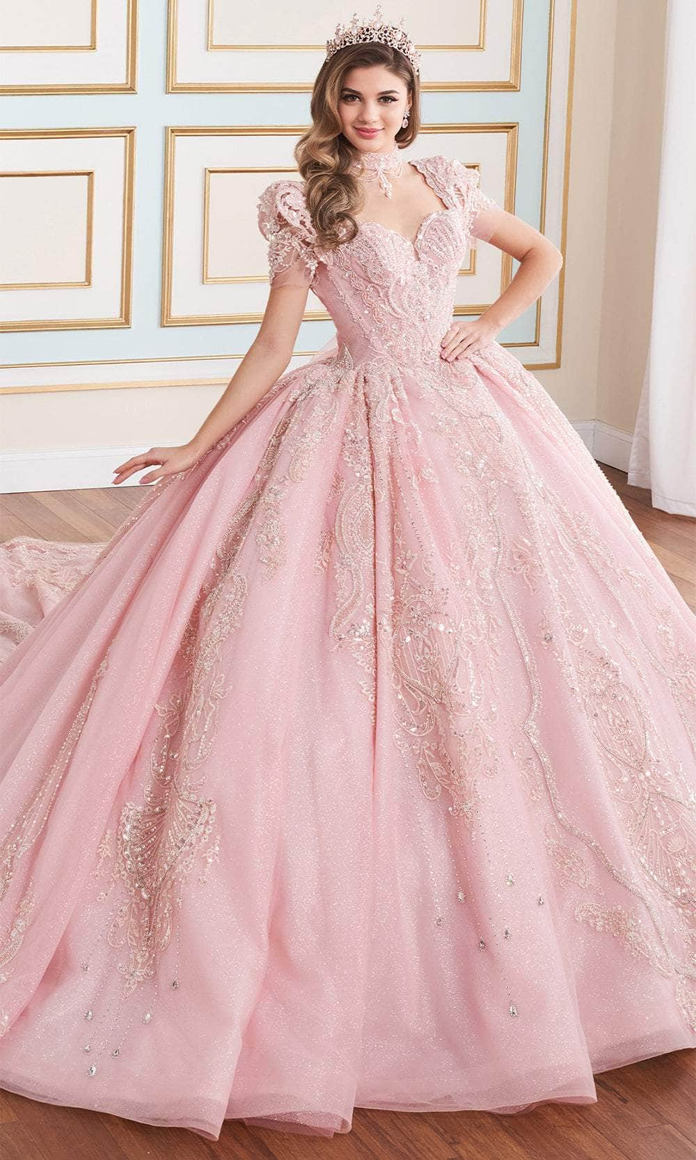 Princesa by Ariana Vara PR70103 - Beaded Sweetheart Ballgown Quinceanera Dresses / 00  Blush