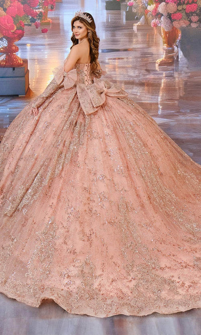 Princesa by Ariana Vara PR70104 - V-Neck Glitter Ballgown with Bow Accents Quinceanera Dresses