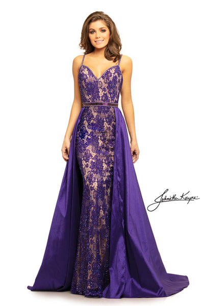 Johnathan Kayne - 7242 Sleeveless Embellished Dress with Overskirt