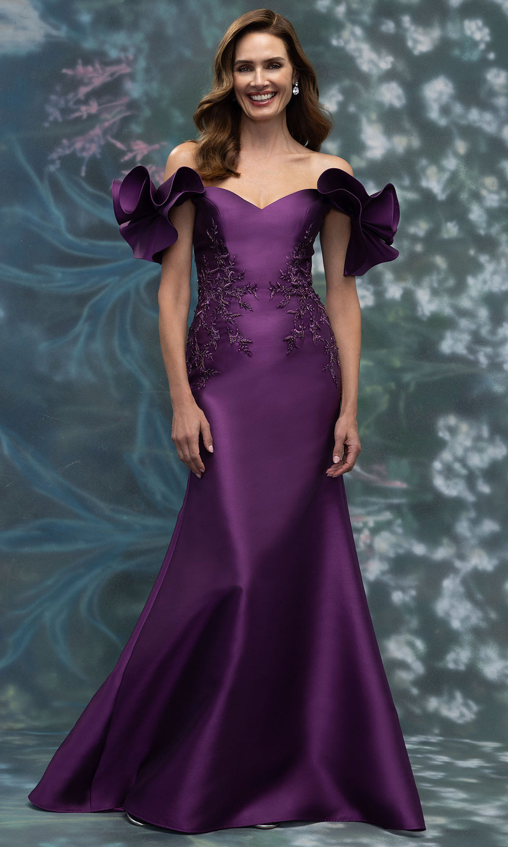 MGNY By Mori Lee 2070003 - Mermaid Mikado Gown with Embroidery Mother of the Bride Dresses in Orchid