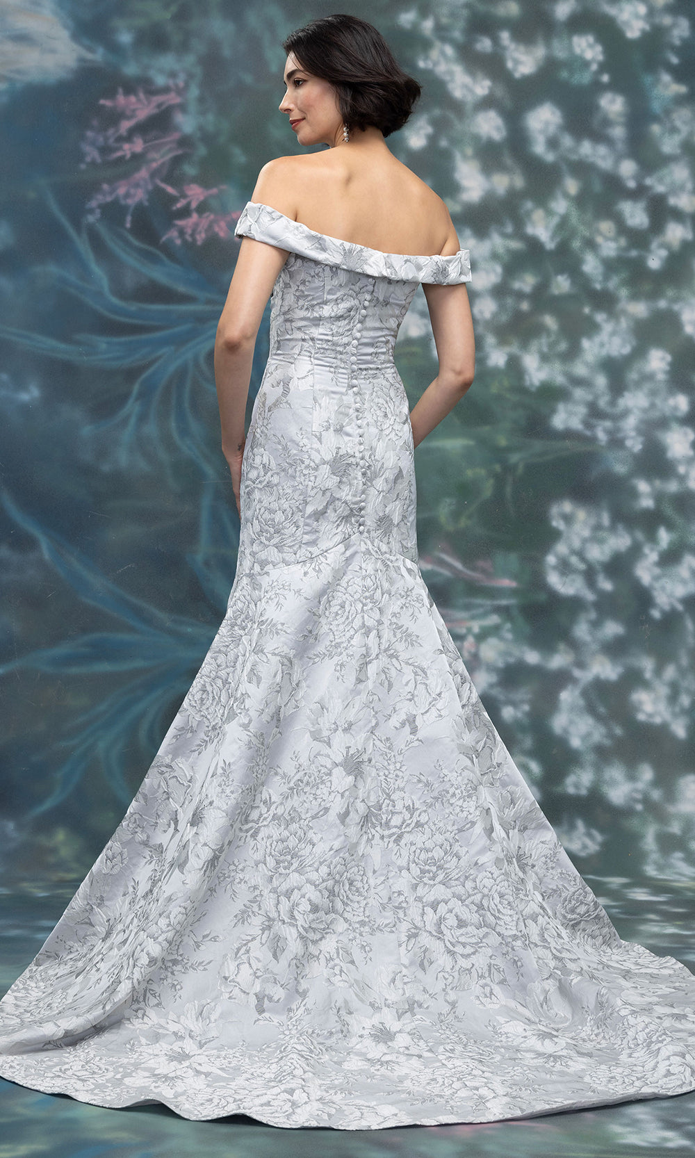 MGNY By Mori Lee 2070005 - Floral Brocade Mermaid Formal Gown Mother of the Bride Dresses in Silver