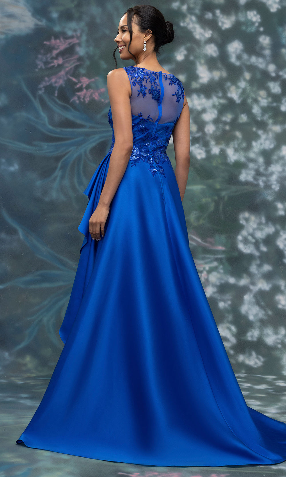 MGNY By Mori Lee 2070021 - Ruffle Overskirt Sleeveless Mikado Gown Mother of the Bride Dresses in Royal