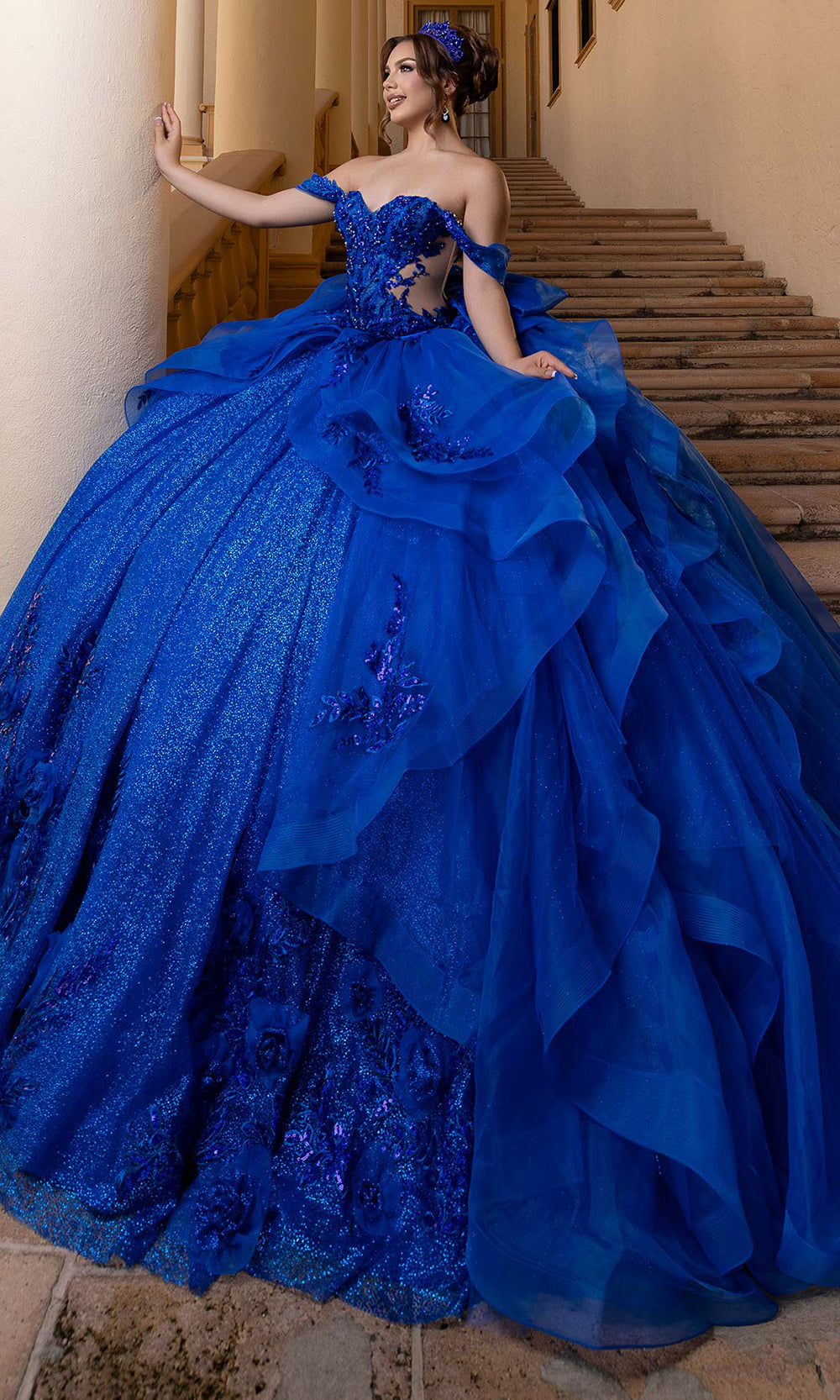 Vizcaya by Mori Lee 4080000 - Strapless Fitted Mini with Ruffle Overskirt Quinceanera Dresses in Regal Royal