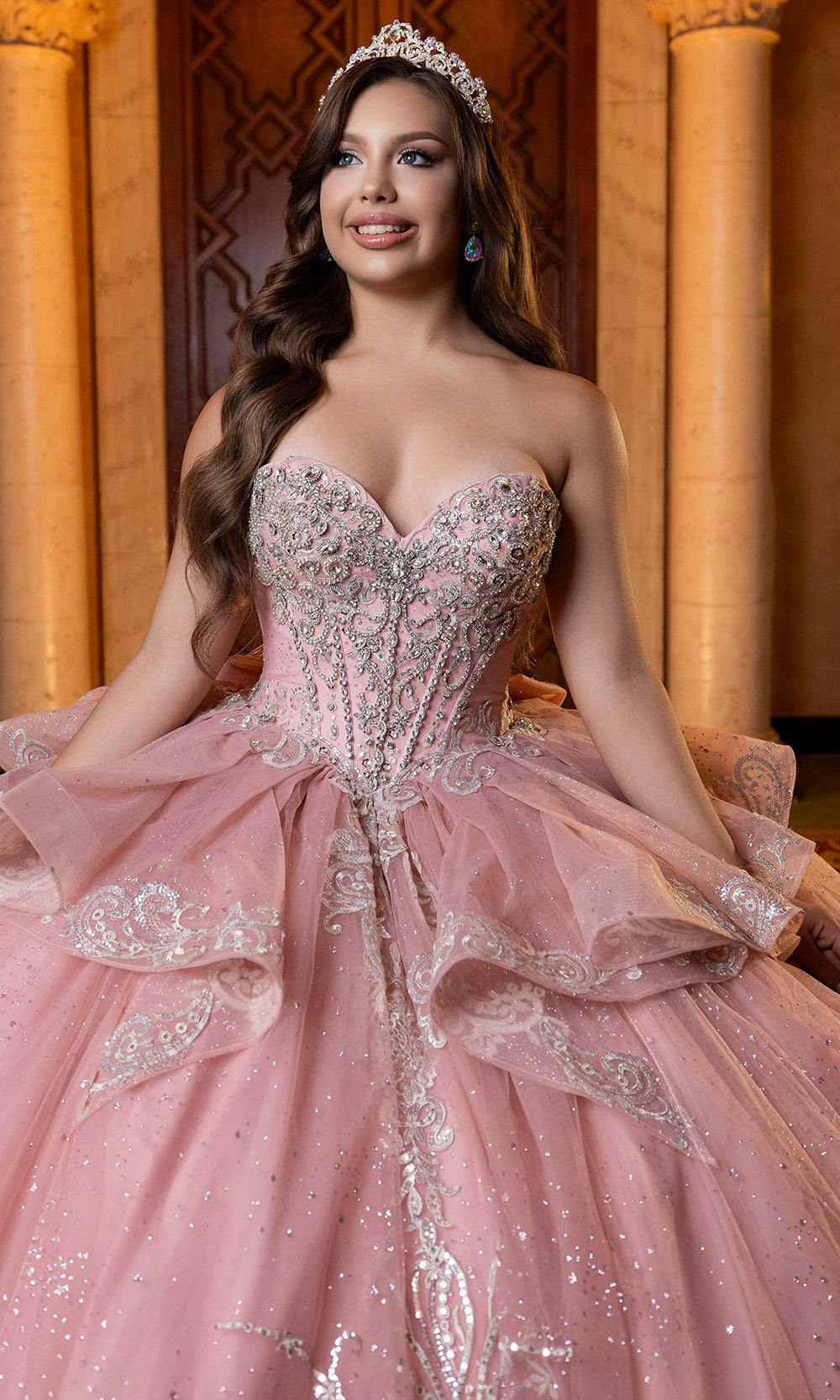 Vizcaya by Mori Lee 4080003 - Sweetheart Sequin Lace Quinceanera Gown Quinceanera Dresses in Pink Silver