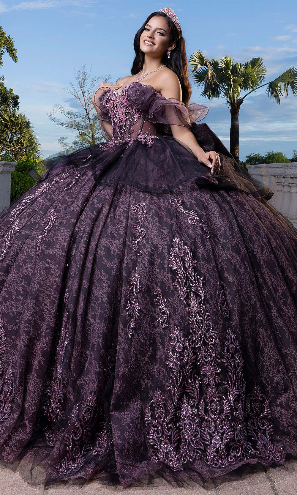 Vizcaya by Mori Lee 4080005 - Beaded Bodice Sweetheart Quince Gown Quinceanera Dresses in Dusty Rose Black