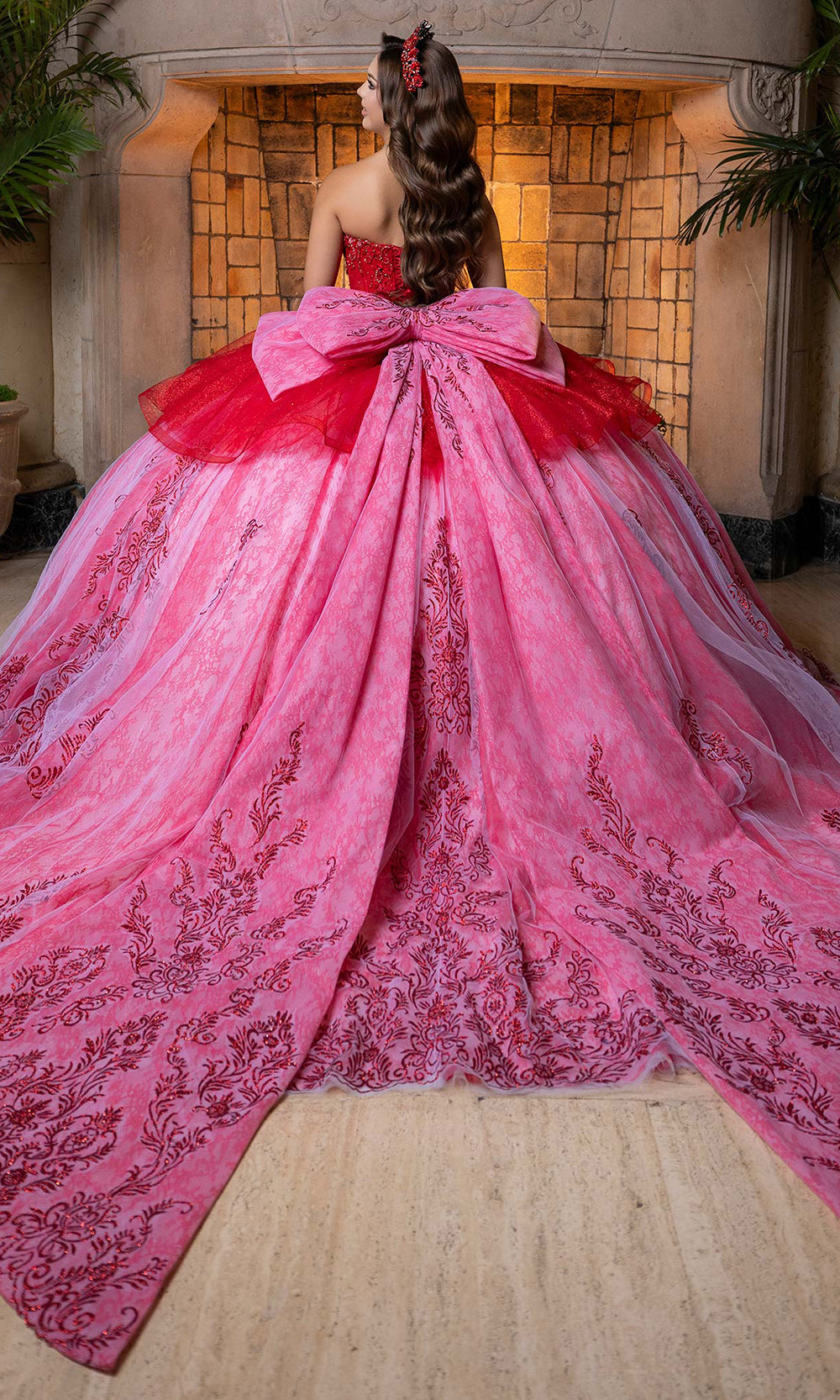 Vizcaya by Mori Lee 4080005 - Beaded Bodice Sweetheart Quince Gown Quinceanera Dresses in Red Rose White