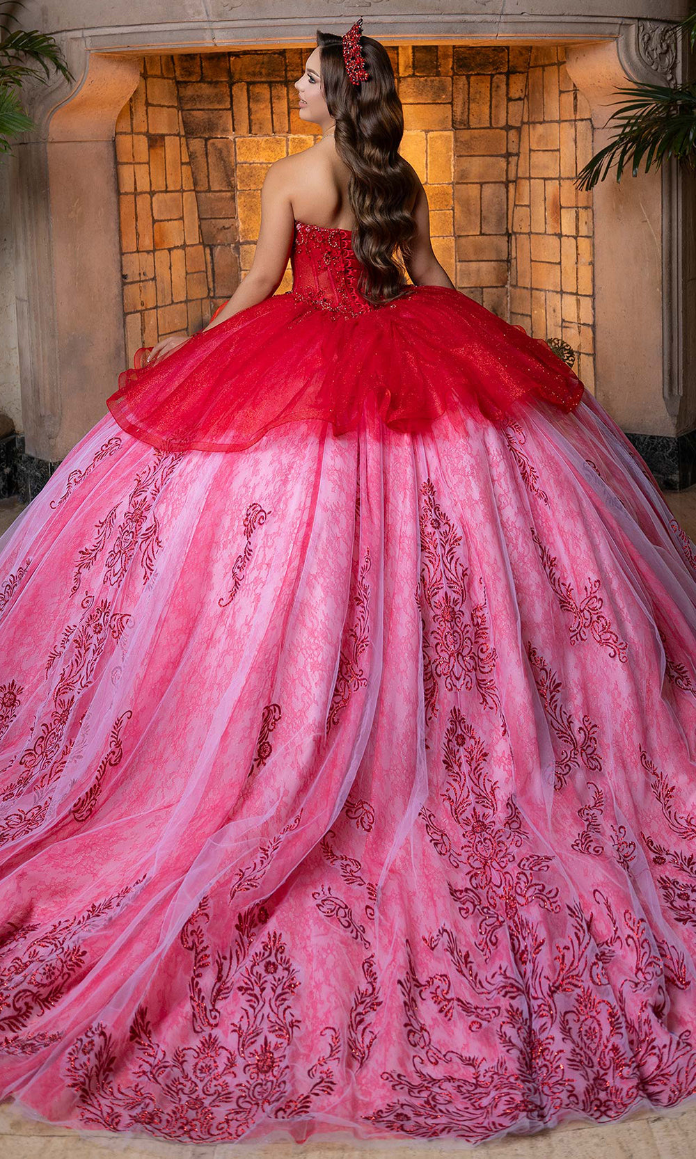 white and red quince dresses Vizcaya by Mori Lee 4080005 - Long Tulle, Lace Ballgown Dress