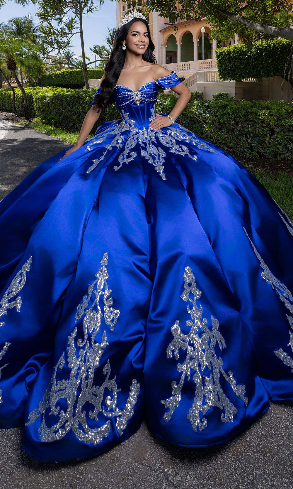 Vizcaya by Mori Lee 4080009 - Sparkle Sweetheart Quinceanera Satin Gown Quinceanera Dresses in Royal Silver
