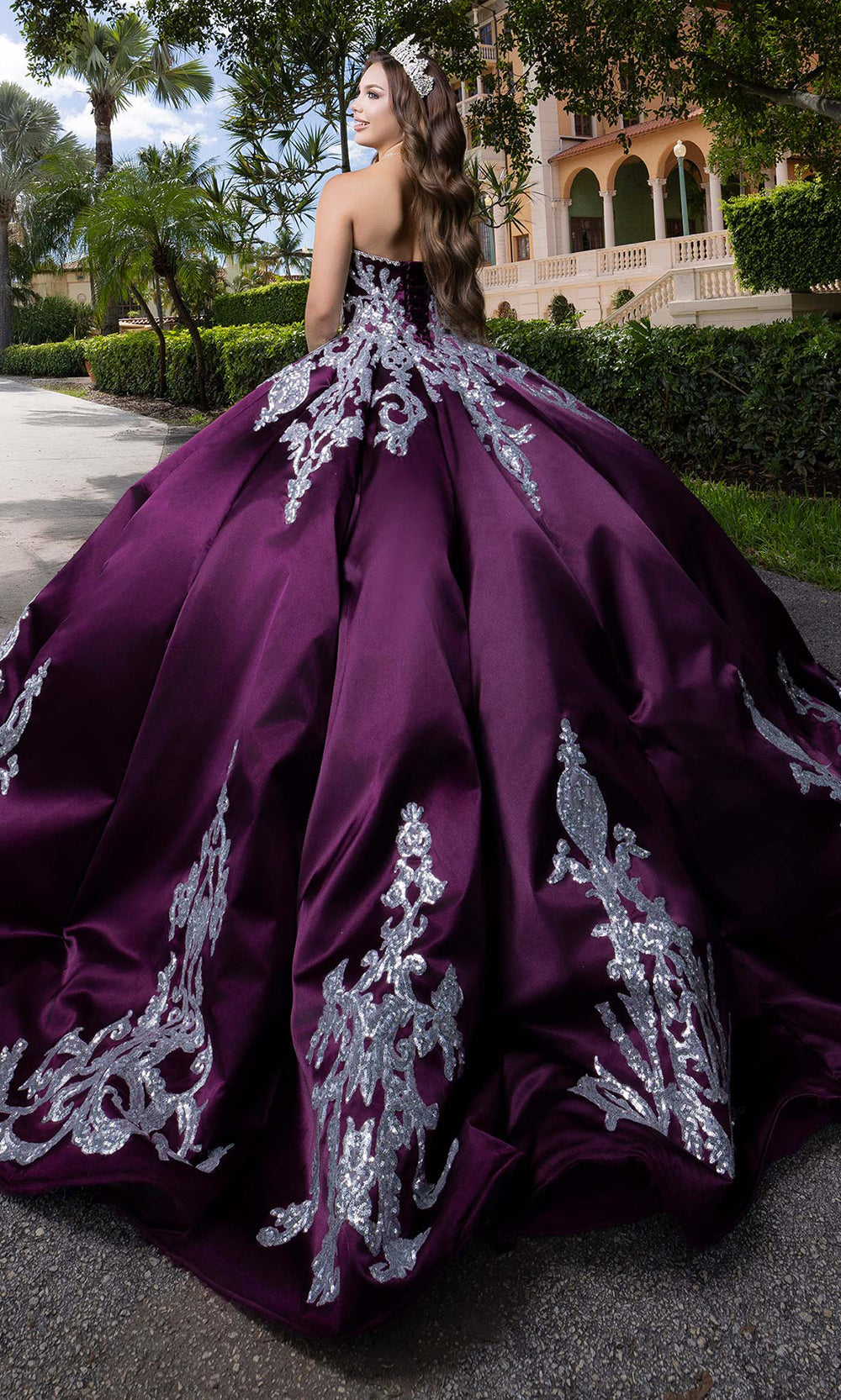 Vizcaya by Mori Lee 4080009 - Sparkle Sweetheart Quinceanera Satin Gown Quinceanera Dresses in Purple Silver