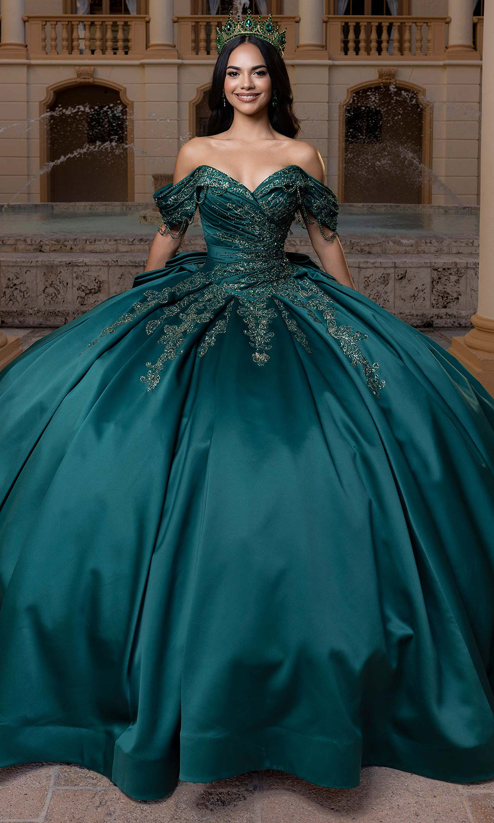 Vizcaya by Mori Lee 4080011 - Pleated Skirt Sparkle Quinceanera Gown Quinceanera Dresses in Emerald