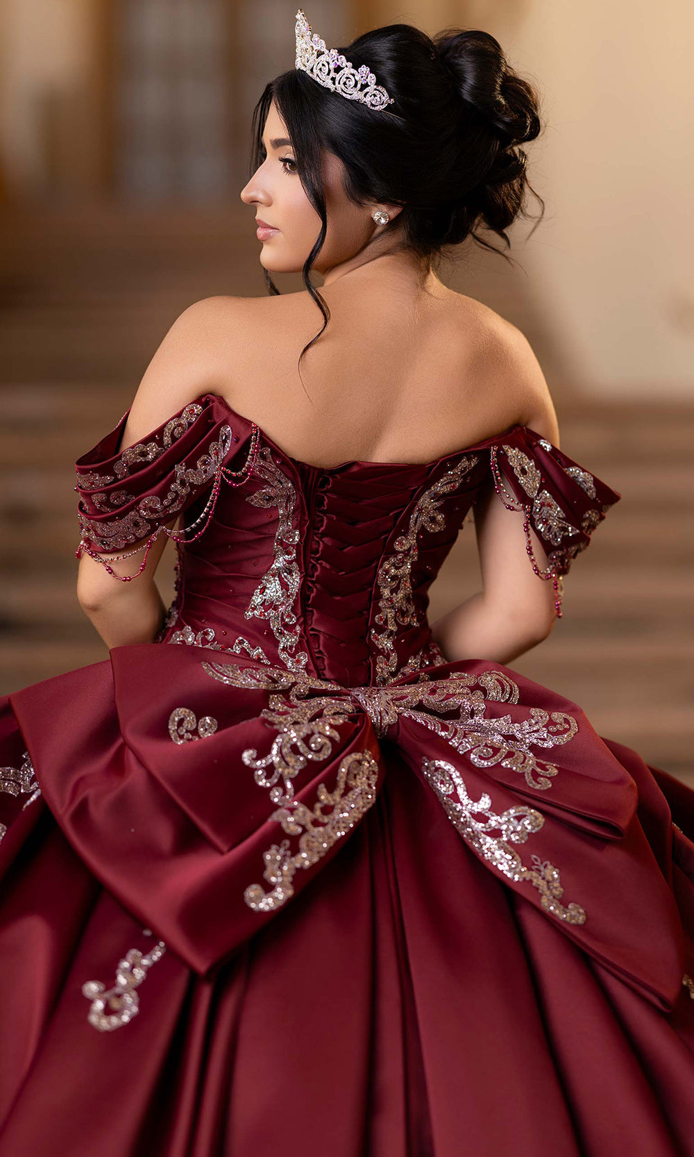 Vizcaya by Mori Lee 4080011 - Pleated Skirt Sparkle Quinceanera Gown Quinceanera Dresses in Sangria