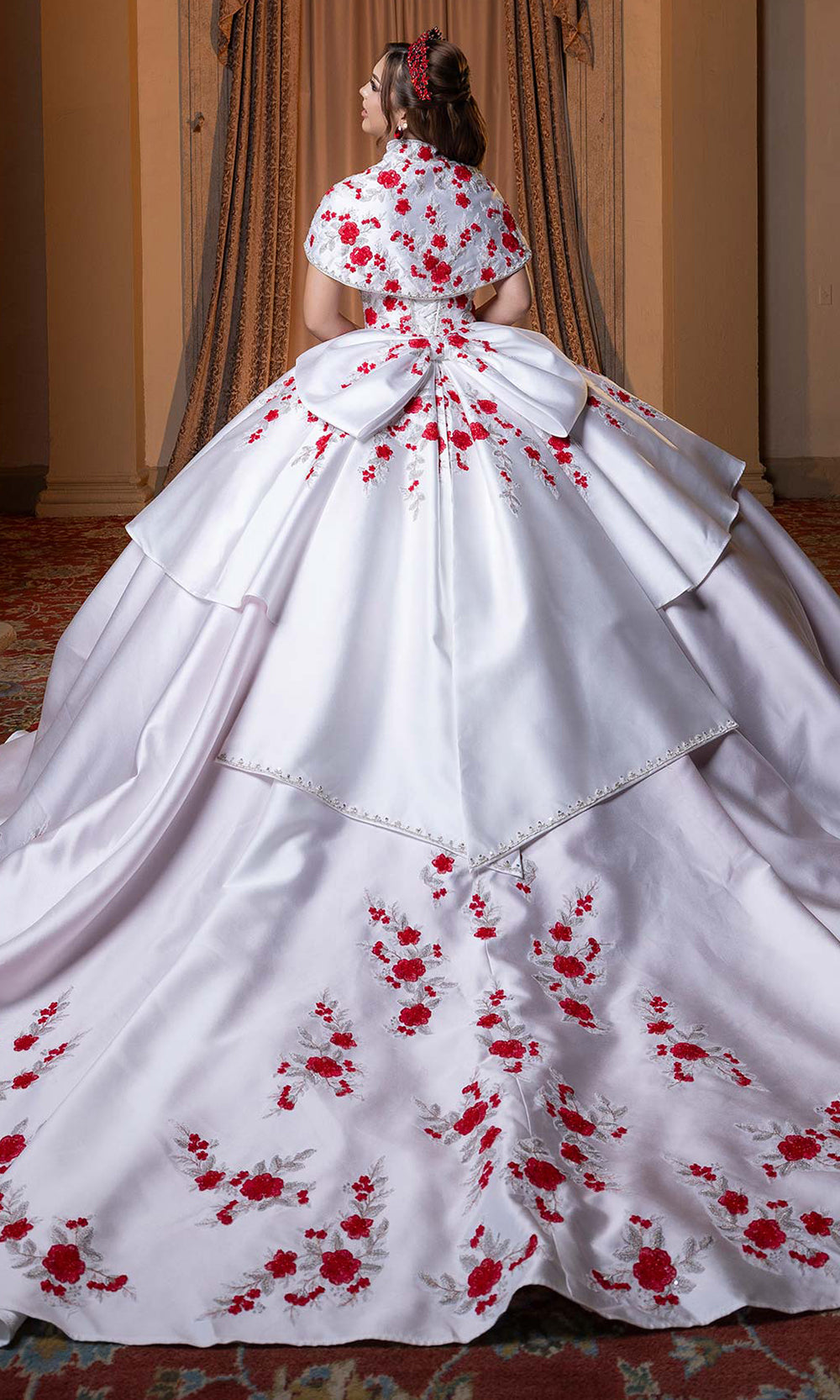 Vizcaya by Mori Lee 4080016 - Embroidered Floral Plunging Sweetheart Gown Quinceanera Dresses