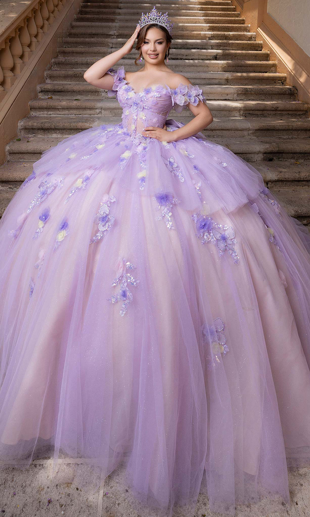 Vizcaya by Mori Lee 4080017 - Sweetheart Neck Butterfly Accent Ballgown Quinceanera Dresses in Purple Nude