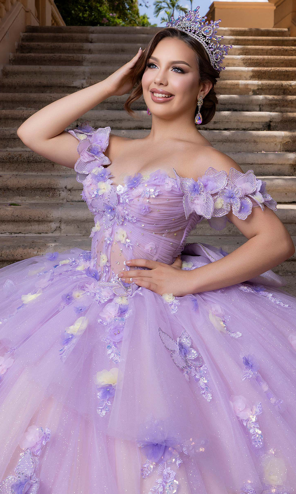 Vizcaya by Mori Lee 4080017 - Sweetheart Neck Butterfly Accent Ballgown Quinceanera Dresses in Purple Nude