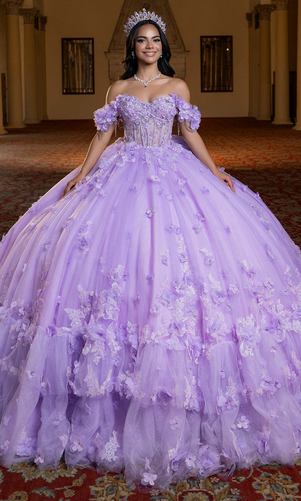 Vizcaya by Mori Lee 4080024 - Sweetheart Mini Dress with Ballgown Overskirt Quinceanera Dresses in Lilac