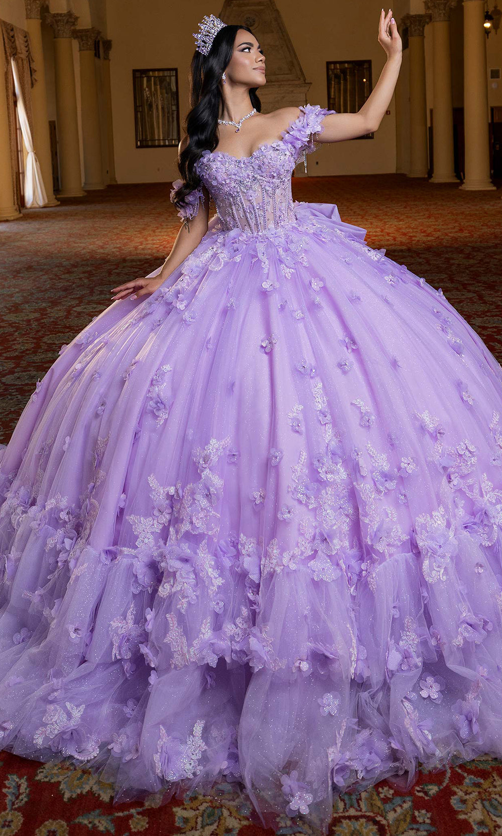 Vizcaya by Mori Lee 4080024 - Sweetheart Mini Dress with Ballgown Overskirt Quinceanera Dresses in Lilac