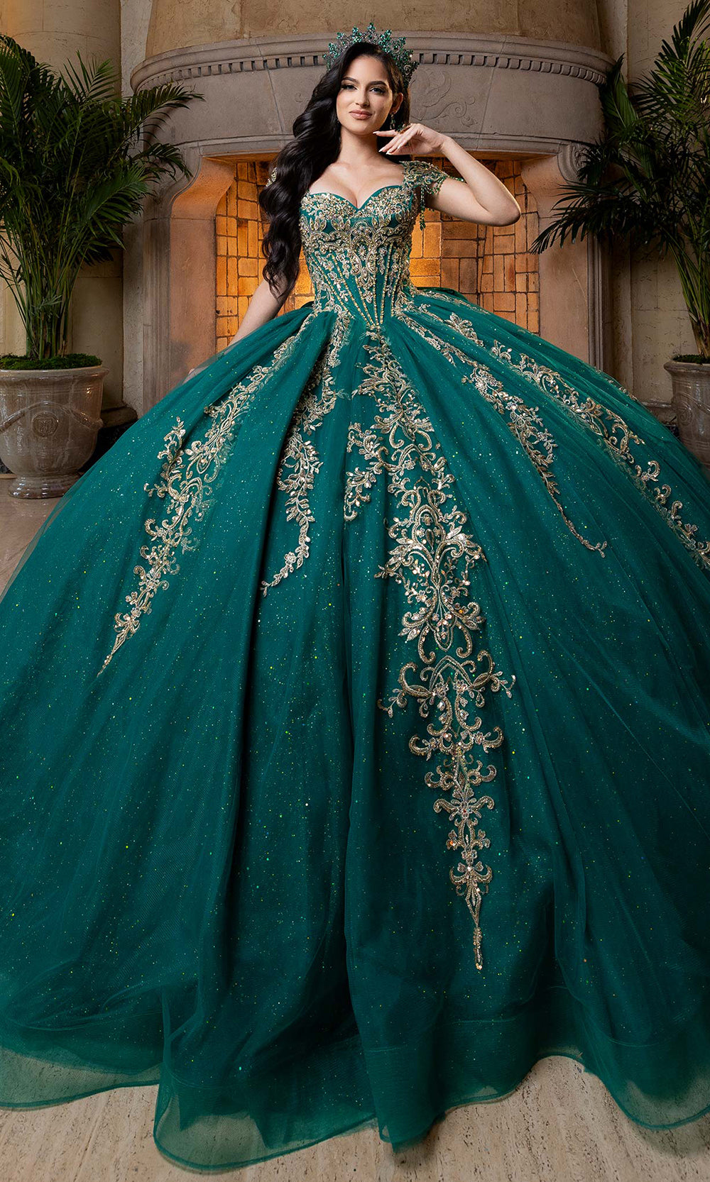 Vizcaya by Mori Lee 4080026 - Embroidered Tulle Quinceanera Gown Quinceanera Dresses in Jade Gold