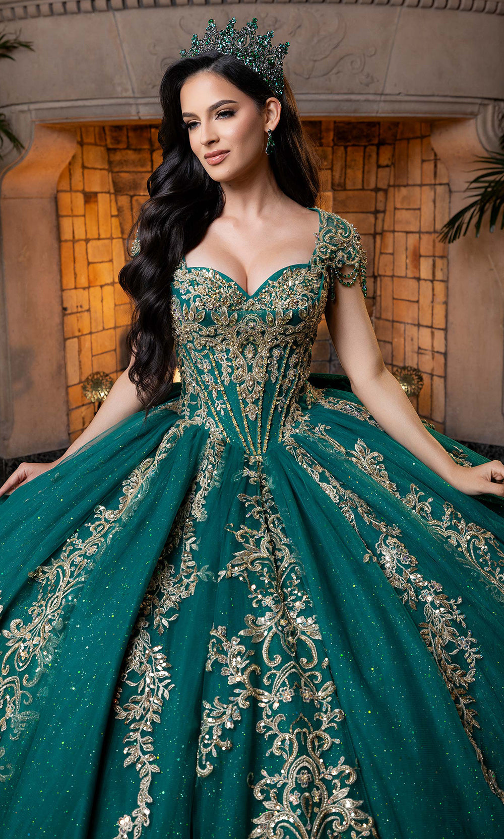 Vizcaya by Mori Lee 4080026 - Embroidered Tulle Quinceanera Gown Quinceanera Dresses in Jade Gold